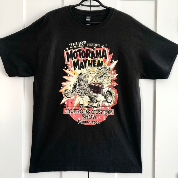 Hotrod, Motorama Mayhem, T shirt, Mens, Custom Car Show, Toronto, 2020, Lrg, NEW - Picture 1 of 6